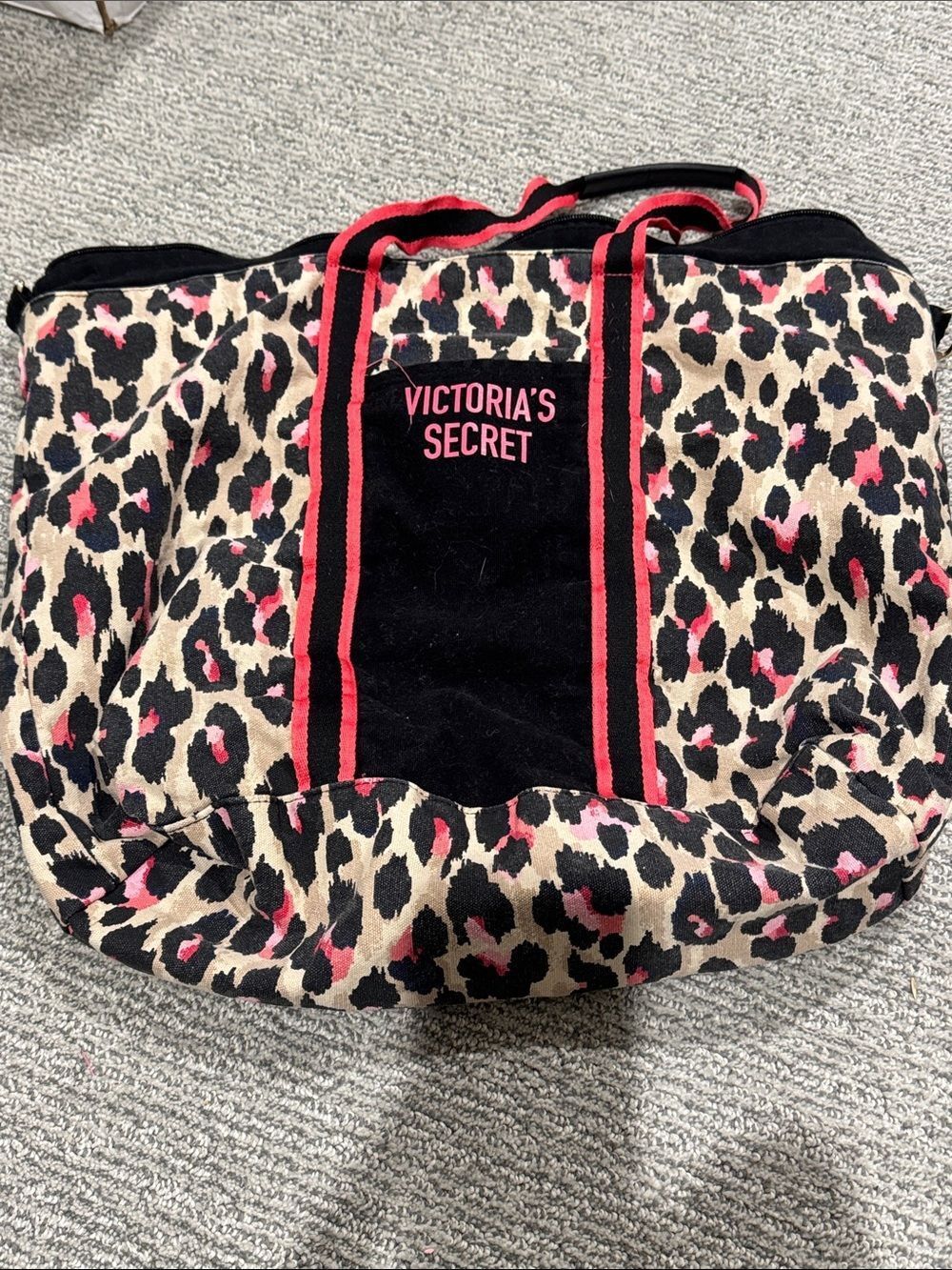 Victoria's Secret Black and Pink Leopard Tote
